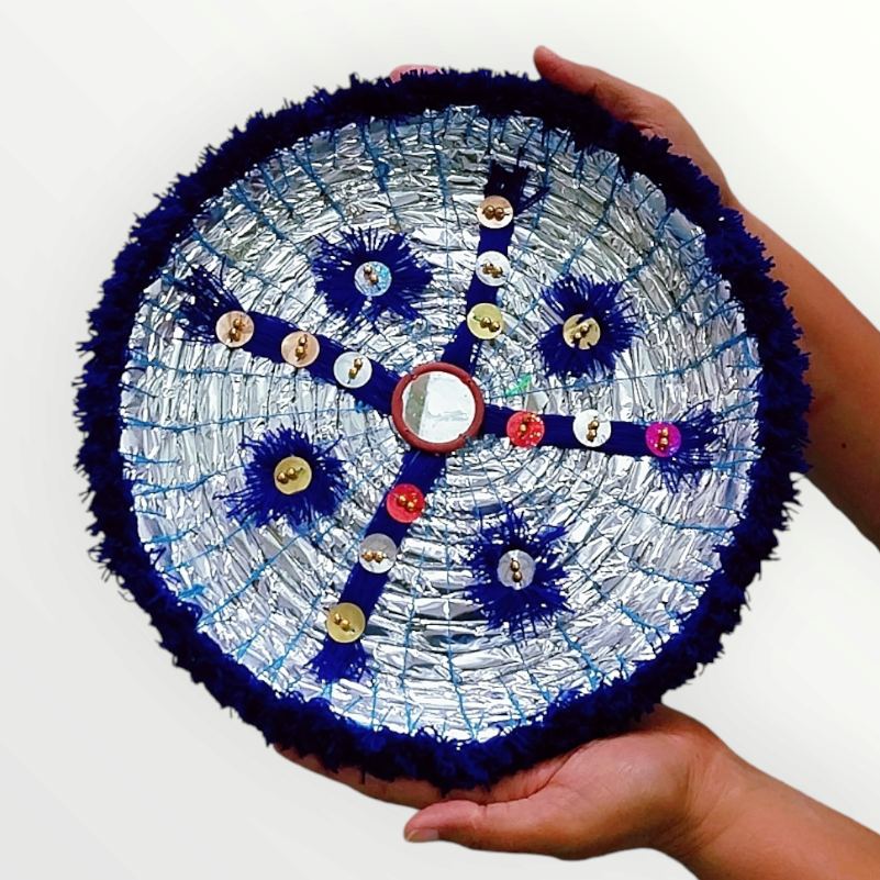 Blue Decorated Handcrafted Traditional Roti Basket (Pindi)