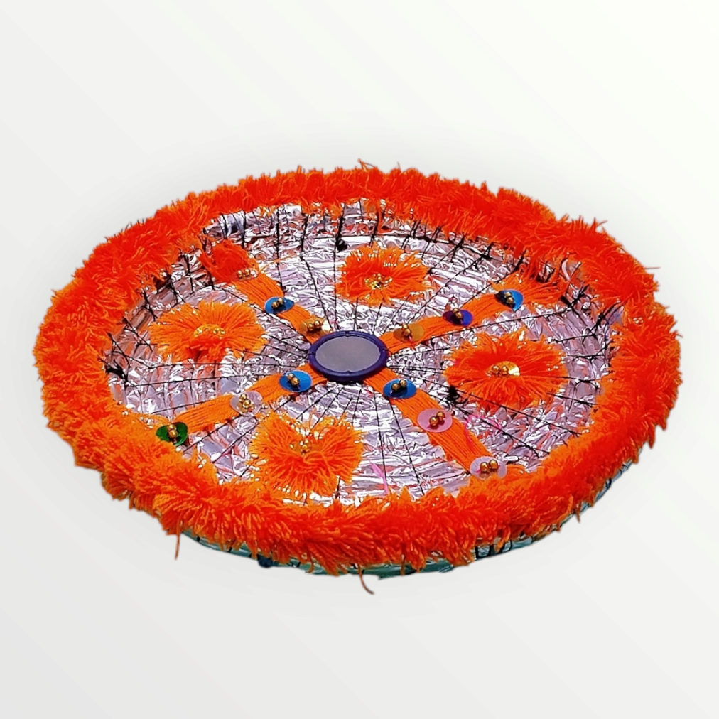 Orange Decorated Handicrafted Traditional Roti Basket (Pindi)