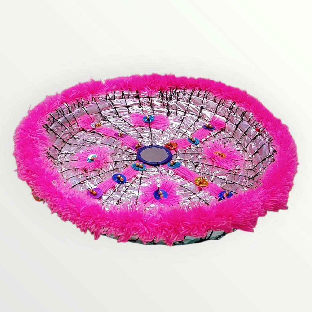 Pink Decorated Handicrafted Traditional Roti Basket (Pindi)