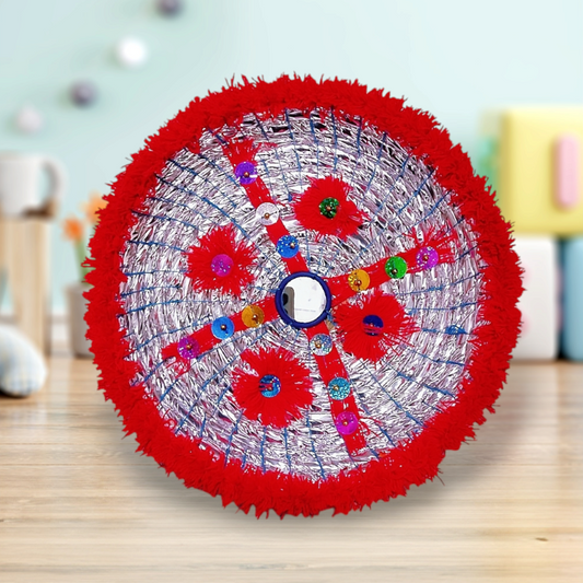 Red Decorated Handcrafted Traditional Roti Basket (Pindi)