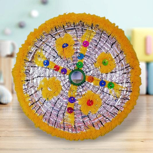 Yellow Decorated Handcrafted Traditional Roti Basket (Pindi)