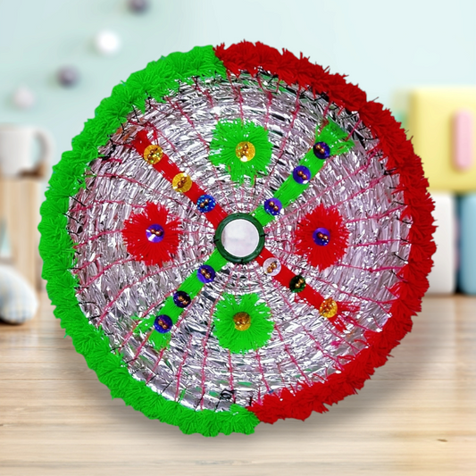 Red & Green Decorated Handcrafted Traditional Roti Basket (Pindi)