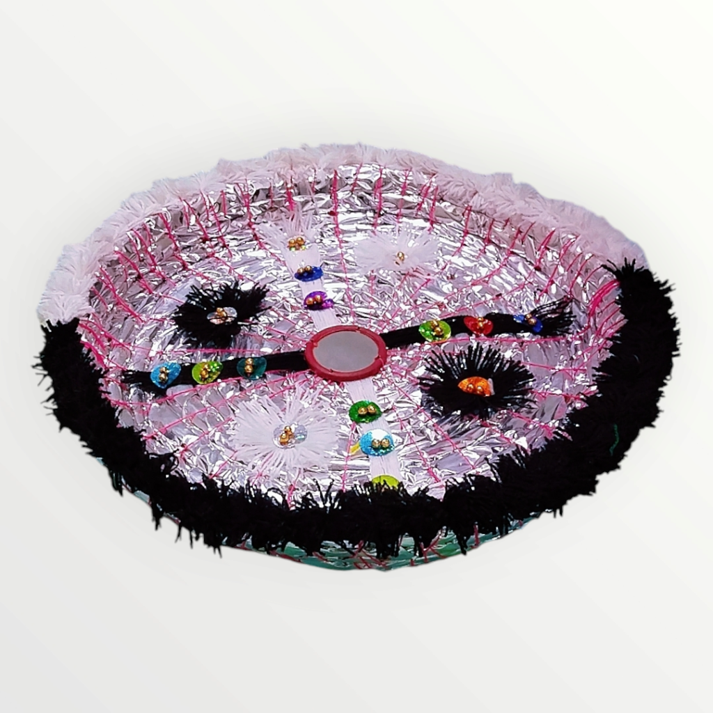 Black & White Decorated Handcrafted Traditional Roti Basket (Pindi)